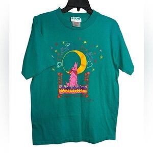VTG Single Stitch Wearable Art Jeff Low Coyote Dreams Tee Size Large Teal